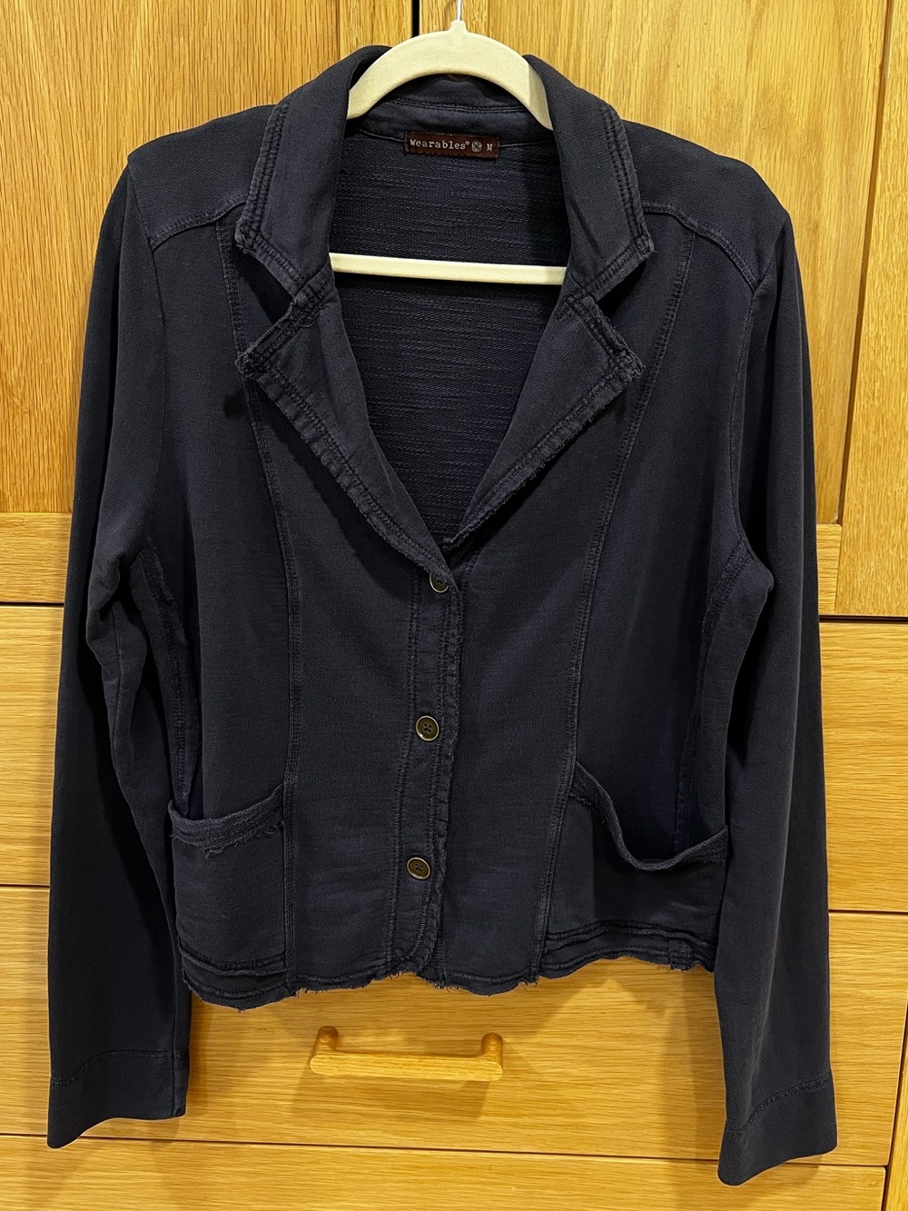 Wearables Soft Cotton Blazer Jacket Navy Blue Size Medium Casual Coastal Layer